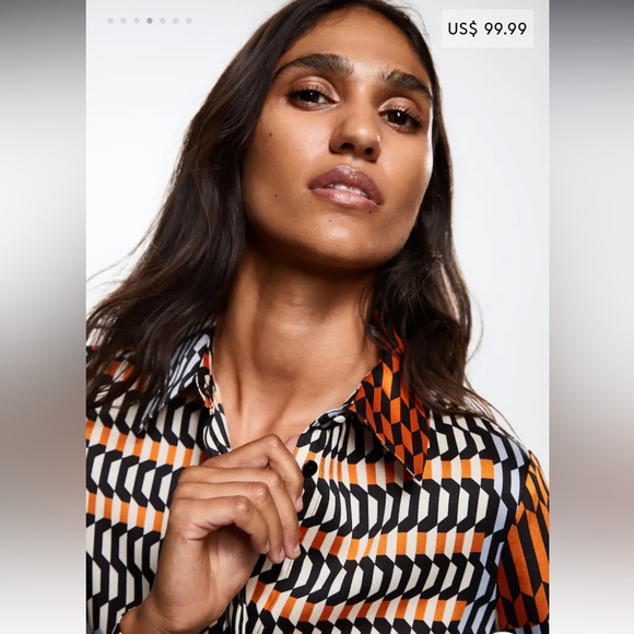 NWT Mango Geometric Print Midi Dress Size 2 - Picture 4 of 7